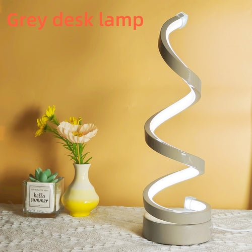 Sleek Spiral LED Desk Lamp  USB Powered Adjustable Brightness