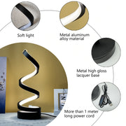 Sleek Spiral LED Desk Lamp  USB Powered Adjustable Brightness