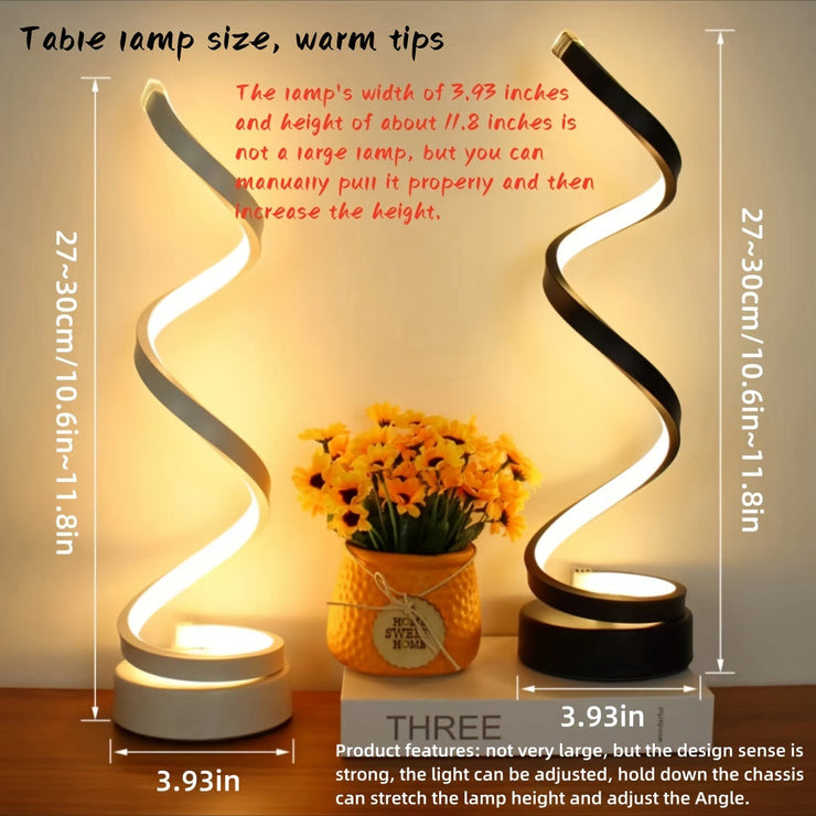 Sleek Spiral LED Desk Lamp  USB Powered Adjustable Brightness
