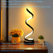 Sleek Spiral LED Desk Lamp  USB Powered Adjustable Brightness