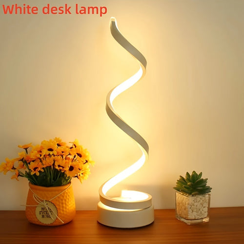 Sleek Spiral LED Desk Lamp  USB Powered Adjustable Brightness