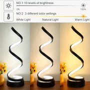 Sleek Spiral LED Desk Lamp  USB Powered Adjustable Brightness