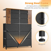 Dresser for Bedroom with LED Lights, 12 Drawers Bedroom Dresser,