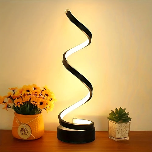 Sleek Spiral LED Desk Lamp  USB Powered Adjustable Brightness