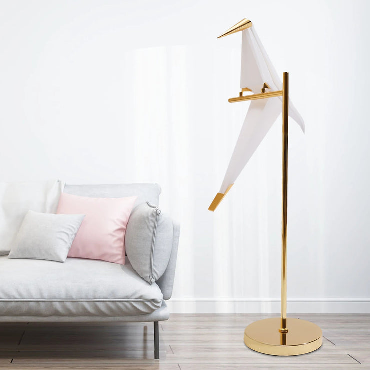 Led Bird Paper Floor Lamp Home Deco Modern Gold Standing Lamp Bedroom