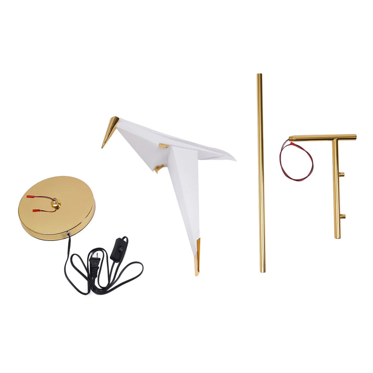 Led Bird Paper Floor Lamp Home Deco Modern Gold Standing Lamp Bedroom