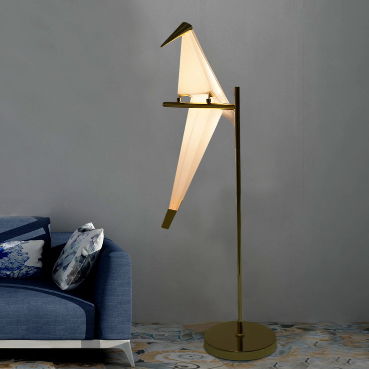 Led Bird Paper Floor Lamp Home Deco Modern Gold Standing Lamp Bedroom