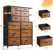 Dresser for Bedroom with LED Lights, 12 Drawers Bedroom Dresser,