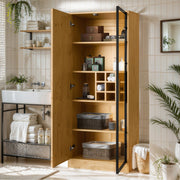 LuneluX_Home – Bathroom Cabinet with Glass Doors, LED Lighting &