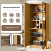 LuneluX_Home – Bathroom Cabinet with Glass Doors, LED Lighting &