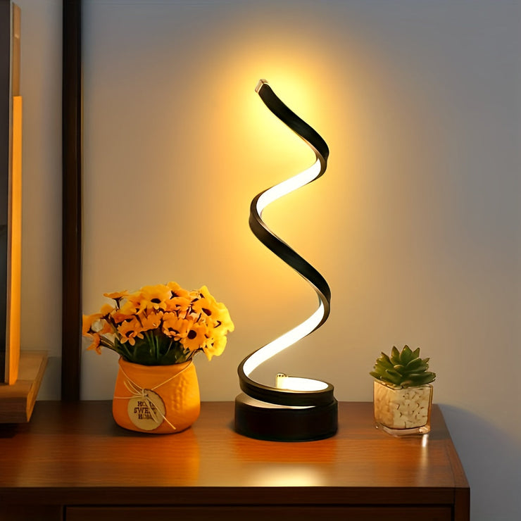 Sleek Spiral LED Desk Lamp  USB Powered Adjustable Brightness